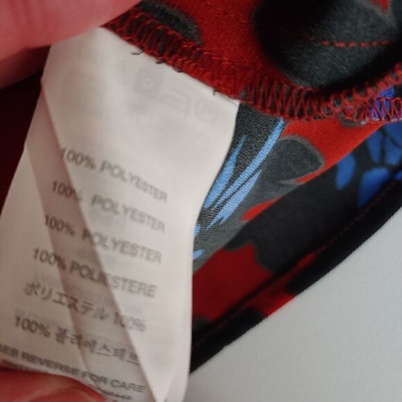 J. Crew sleeveless keyhole dramatic floral top in deep red, blue, black size 4 - Picture 7 of 10